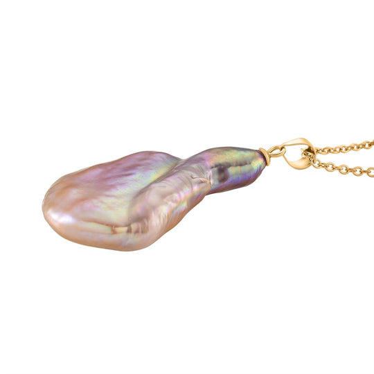 AAA Mehrfarbige Süßwasser Perle Anhänger mit Kette, ca. 50 cm 316L Edelstahl, Goldfarben