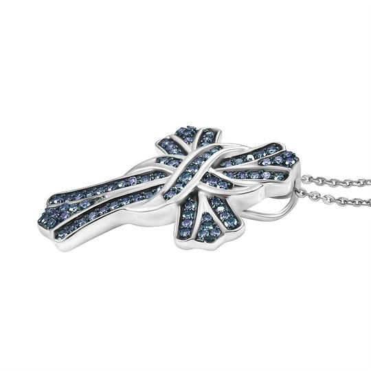 LUXURIANT DIAMOND - Lab Grown Blauer Diamant VS-EF SGL zertifiziert Schmuckset ca. 50 cm 925 Silber rhodiniert ca. 0,50 ct.