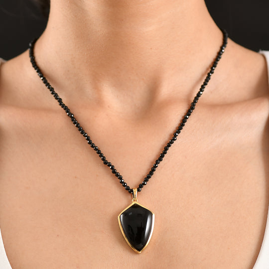 EVER TRUE AA Natürlich Schwarzer Obsidian, Schwarzer Spinell Schmuckset ca. 50 cm ca. 71.00 ct
