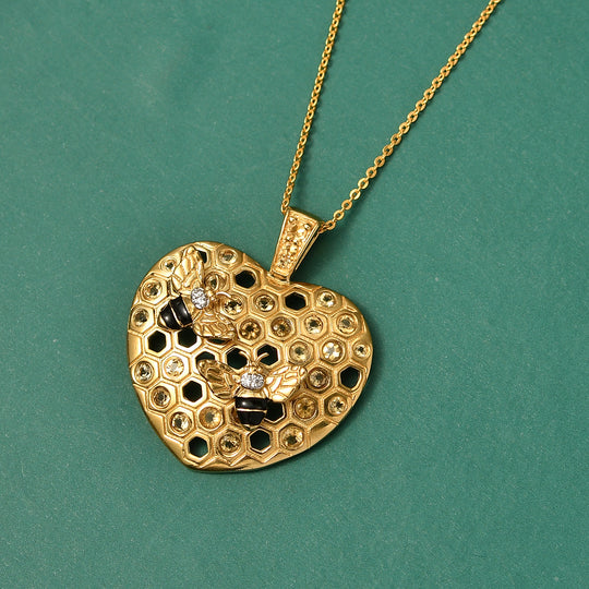 GP - Citrin Schmuckset ca. 50 cm 925 Silber 750 Gelbgold Vermeil ca. 0,90 ct.