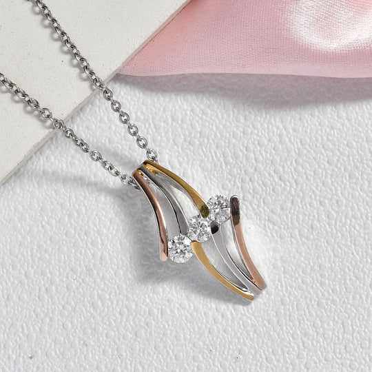 EVER TRUE Moissanit Anhänger mit Kette, ca. 50 cm Nickelfreies Messing, Dreifarbig, ca. 0.69 ct