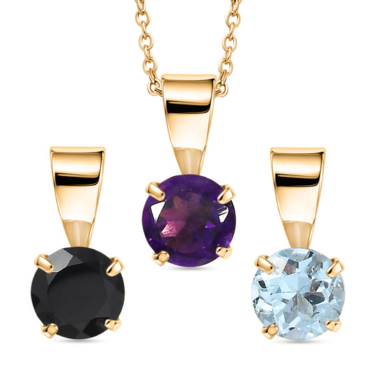 Afrikanischer Amethyst, Schwarzer Spinell Schmuckset ca. 50 cm 925 Silber Vergoldet und Edelstahl Vergoldet ca. 1.50 ct