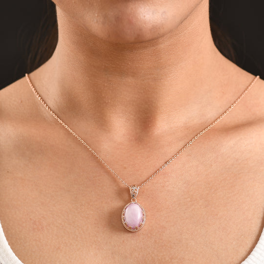 EVER TRUE Kunzit Schmuckset ca. 50 cm Nickelfreies Messing, Bicolor, ca. 11,37 ct.