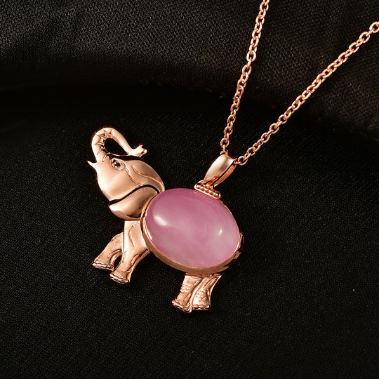 EVER TRUE Kunzit, Schwarzer Spinell Anhänger mit Kette, ca. 50 cm, Roségoldfarben, ca. 11.59 ct