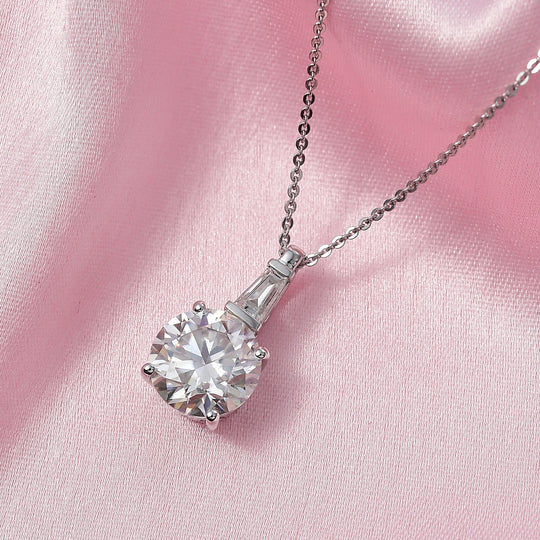 D'Joy Moissanit Anhänger mit Kette ca. 50 cm 925 Silber Rhodiniert ca. 3.78 ct