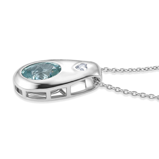 D'Joy Blauer Zirkon, Weißer Zirkon Schmuckset ca. 50 cm 925 Silber Rhodiniert ca. 1,98 ct.