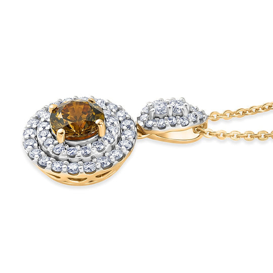 D'Joy AA Gelber Tansanit, Moissanit AGI zertifiziert Schmuckset ca. 50 cm 925 Silber 750 Gelbgold vermeil ca. 1,41 ct.