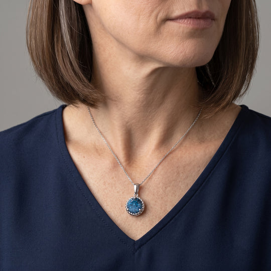 LUXURIANT DIAMOND - Lab Grown Blauer Diamant SI-GH Anhänger mit Kette, ca. 50 cm 925 Silber Rhodiniert ca. 1.78 ct