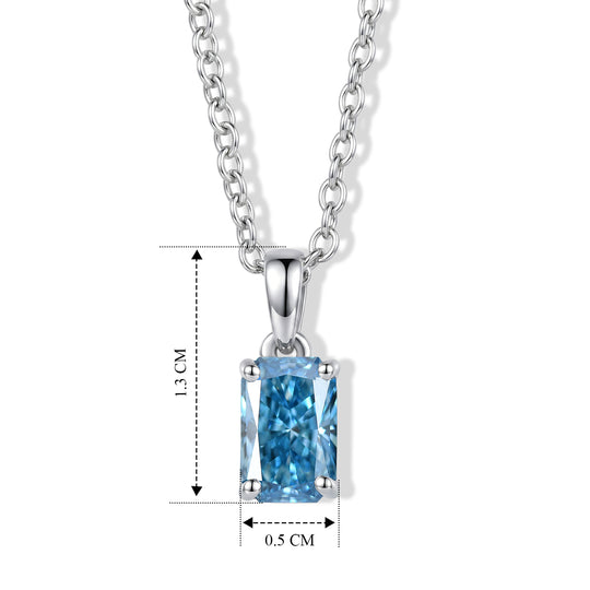 LUXURIANT DIAMOND - Lab Grown Blauer Diamant SI Anhänger mit Kette, ca. 50 cm 925 Silber Rhodiniert ca. 1.03 ct