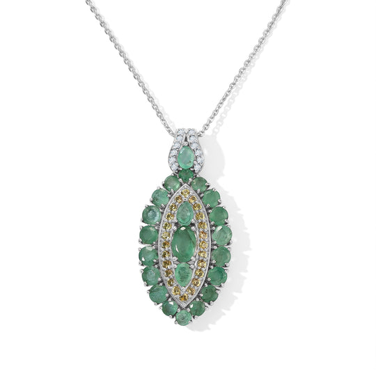 D'Joy Smaragd Schmuckset ca. 50 cm 925 Silber Rhodiniert ca. 3.54 ct
