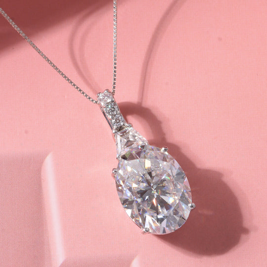 D'Joy Moissanit Anhänger mit Kette, ca. 45 cm 925 Silber Rhodiniert ca. 10.69 ct