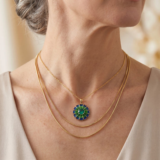 EVER TRUE Pfau Quarz Triplette Schmuckset ca. 50 cm ca. 2,75 ct.