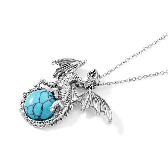 Howlith Anhänger mit 50+5cm Edelstahl Kette und Taschenspiegel, Legierung - 41 ct.