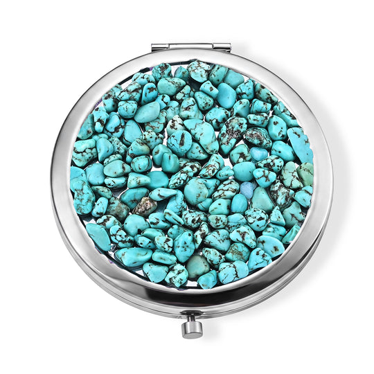 Howlith Anhänger mit 50+5cm Edelstahl Kette und Taschenspiegel, Legierung - 41 ct.