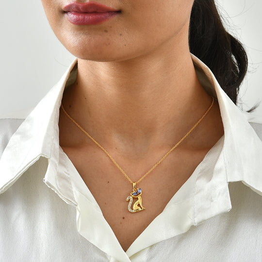 EVER TRUE AA Tansanit, Weißer Zirkon Anhänger mit Kette, ca. 50 cm ca. 0.58 ct