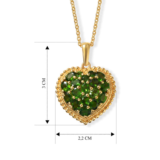 EverTrue Betroka blauer Apatit Herz Cluster Anhänger mit 50cm Edelstahl Kette, Bronze mit Gelbgold E-Beschichtung - 3,13 ct.