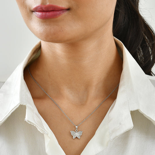 EVER TRUE Weißer Diamant Anhänger mit Kette, ca. 50 cm ca.