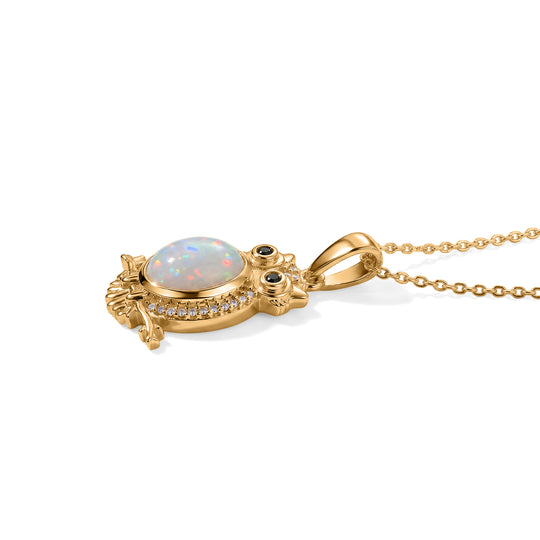 EVER TRUE AA Natürlicher, äthiopischer Welo Opal, Schwarzer Spinell Anhänger mit Kette, ca. 50 cm ca. 1.53 ct