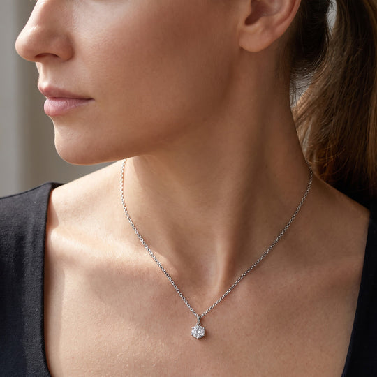 D'Joy Moissanit Anhänger mit Kette, ca. 50 cm 925 Silber Platiniert und Edelstahl Platiniert ca. 1.87 ct