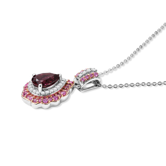 D'Joy AAA Rosa Turmalin, Rosa Saphir Schmuckset ca. 50 cm 925 Silber Rhodiniert ca. 1,72 ct.