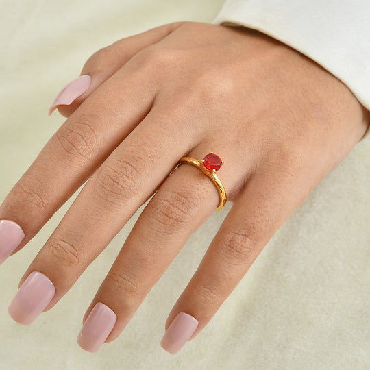 EverTrue Rubin Feuer Triplett Quarz Ringe - 3,21 ct.