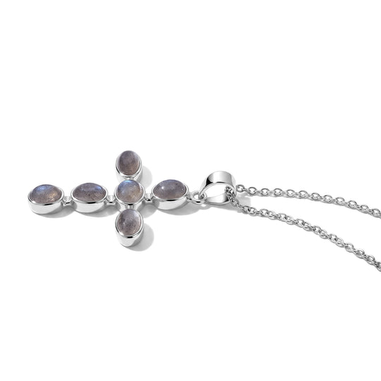 AAA Labradorit 925 Silber Anhänger mit 50cm Edelstahl Kette - 3,52 ct.