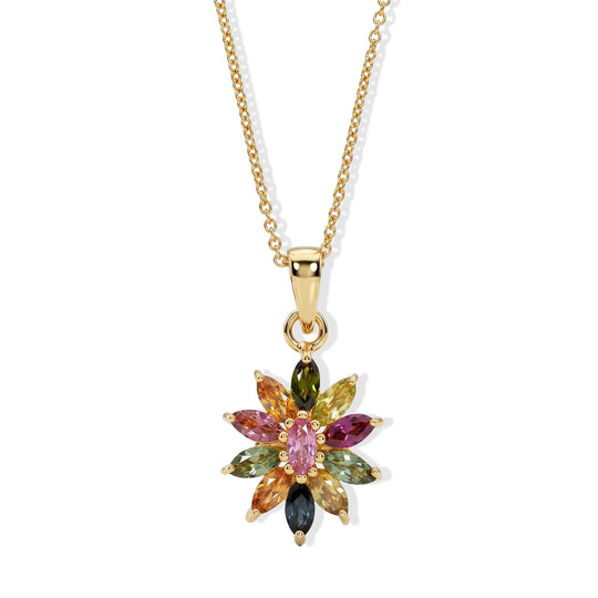 D'Joy AA Mehrfarbig-Turmalin Schmuckset ca. 50 cm 925 Silber Vergoldet ca. 0,85 ct.