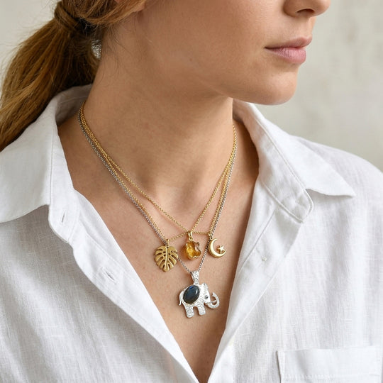 EverTrue AAA Labradorit und schwarzer Spinell Anhänger mit 50cm Edelstahl Kette, Bronze - 6,36 ct.