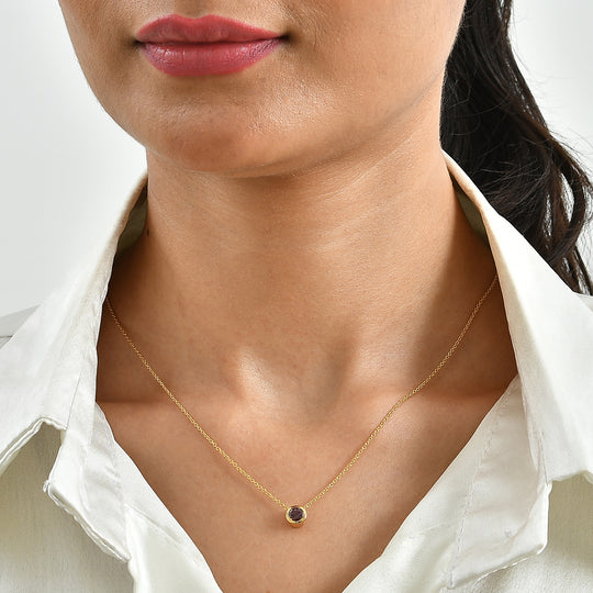 D'Joy Farbwechsel Granat Anhänger mit 50cm Kette, 925 Silber 750 Gelbgold Vermeil - 0,60 ct.