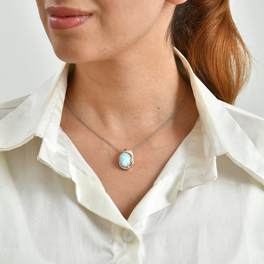 EVER TRUE AA Larimar, Schwarzer Spinell Schmuckset ca. 50 cm ca. 7,17 ct.