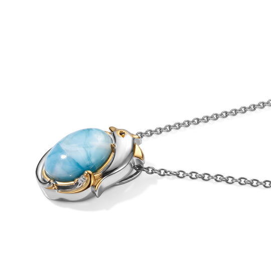 EVER TRUE AA Larimar, Schwarzer Spinell Schmuckset ca. 50 cm ca. 7,17 ct.