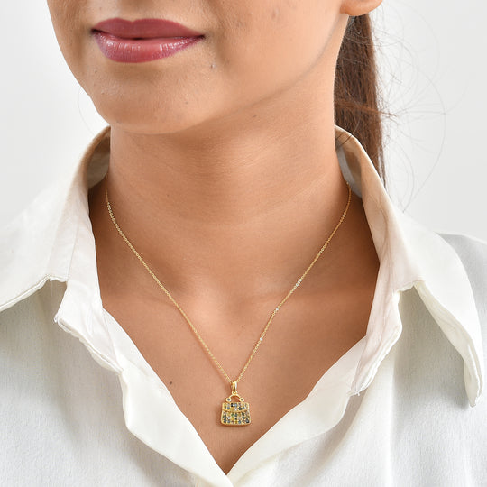 D'Joy Blauer Diamant, Gelber Diamant (IR) Anhänger mit Kette, ca. 50 cm 925 Silber 750 Gelbgold vermeil ca. 0.47 ct