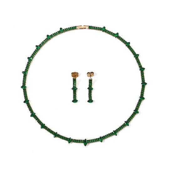 2er Set - Blauer Zirkonia Halskette und Ohrringe