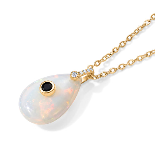 Opalit, Kristall und Zirkonia Anhänger mit 50cm Kette, Messing - 20 ct.
