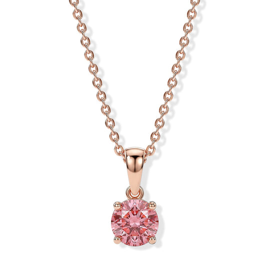 LUXURIANT zertifizierter und geprüfter VS-EF SGL zertifizierter Labor rosa Diamant Anhänger mit 45cm Kette, 925 Silber 750 Roségold Vermeil - 1,04 ct.