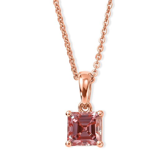 LUXURIANT zertifizierter und geprüfter VS-EF SGL zertifizierter Labor rosa Diamant Anhänger mit 45cm Kette, 925 Silber 750 Roségold Vermeil - 1,04 ct.
