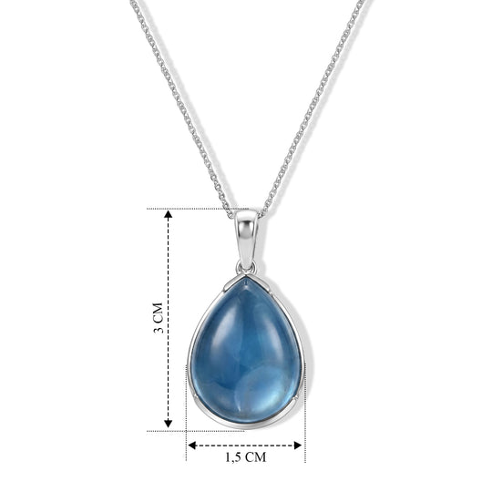 D'Joy milchiger Aquamarin Anhänger mit 50cm Kette, 925 Silber rhodiniert - 17,92 ct.