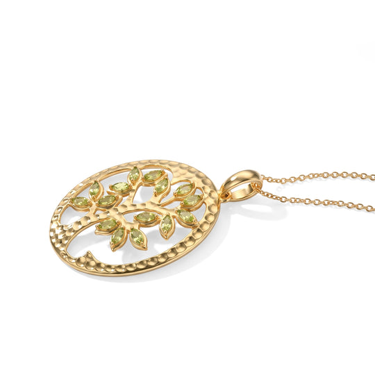 EverTrue Peridot Arizona Anhänger mit 50cm Edelstahl Kette, Bronze mit Gelbgold E-Beschichtung - 8,53 ct.