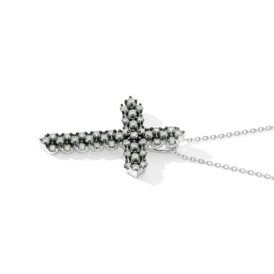 LUXURIANT SI Labor grüner Diamant Anhänger mit 45+5cm Kette, 925 Silber rhodiniert - 1.00 ct.