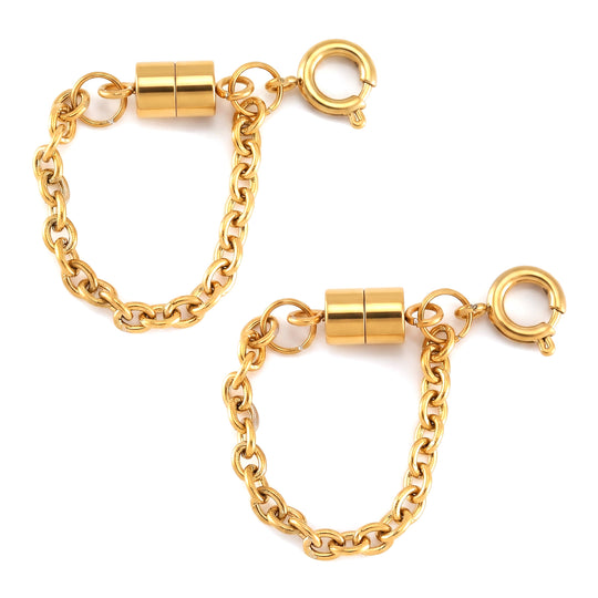 2er Set Armband Magnetschließe mit Extender aus 316L Edelstahl, silberfarben