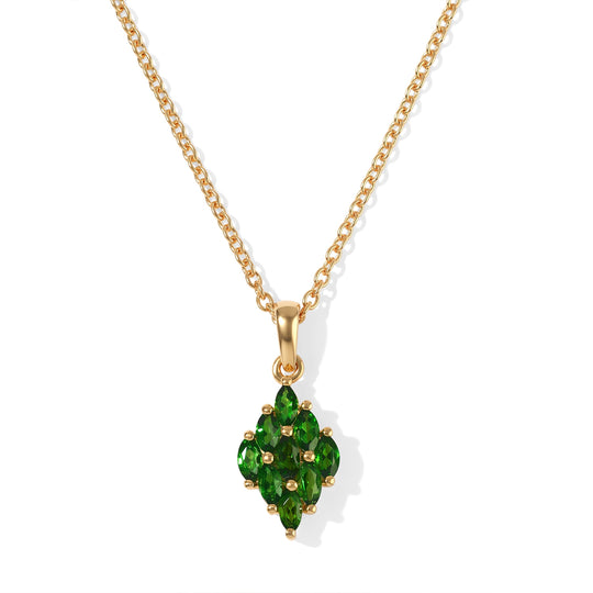EVER TRUE 2er Set - Natürlicher Chromdiopsid Anhänger mit Kette und Ring, ca. 50 cm (Größe 21.00) ca. 1.71 ct