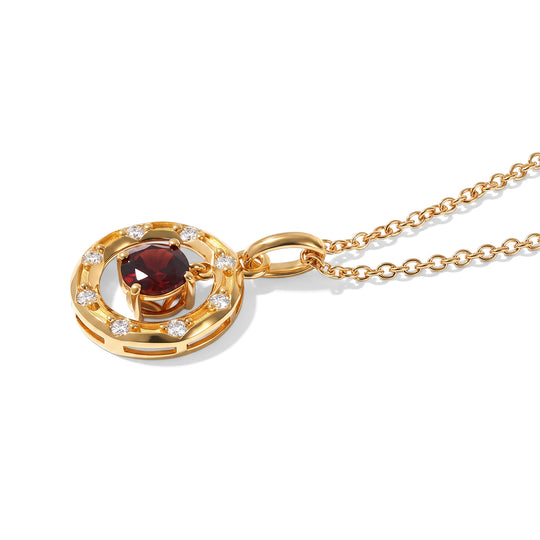 EVER TRUE Mosambik Granat, Weißer Zirkon Anhänger mit Kette, ca. 50 cm ca. 1.30 ct