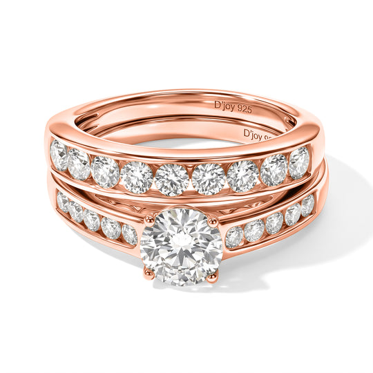 2er-Set Moissanit Stacking-Ringe, 925 Silber platiniert - 1,45 ct.