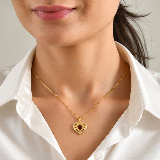 EVER TRUE Mosambik Granat, Weißer Zirkon Anhänger mit Kette, ca. 50 cm ca. 0.96 ct