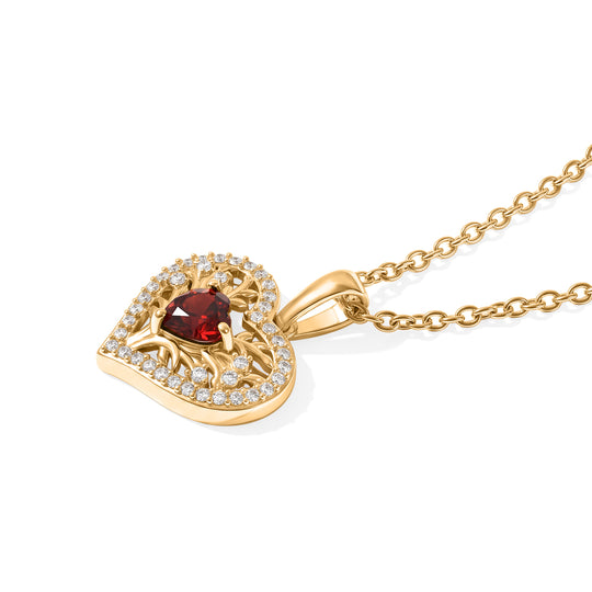 EVER TRUE Mosambik Granat, Weißer Zirkon Anhänger mit Kette, ca. 50 cm ca. 0.96 ct