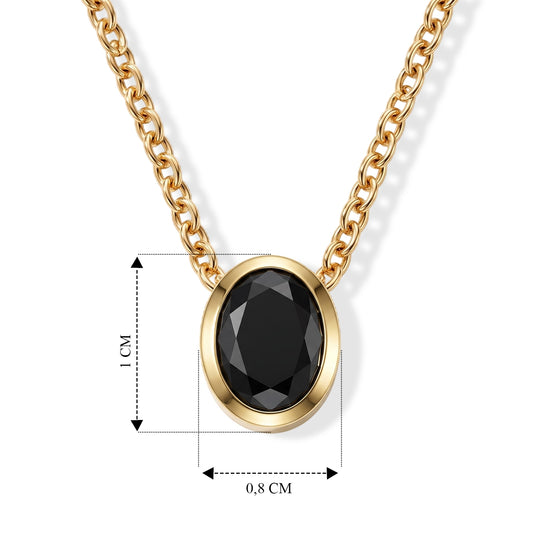 D'Joy Schwarzer Moissanit Schmuckset ca. 50 cm 925 Silber 750 Gelbgold vermeil und Edelstahl 750 Gelbgold vermeil ca. 1,23 ct.