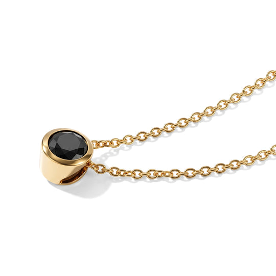 D'Joy Schwarzer Moissanit Schmuckset ca. 50 cm 925 Silber 750 Gelbgold vermeil und Edelstahl 750 Gelbgold vermeil ca. 1,23 ct.