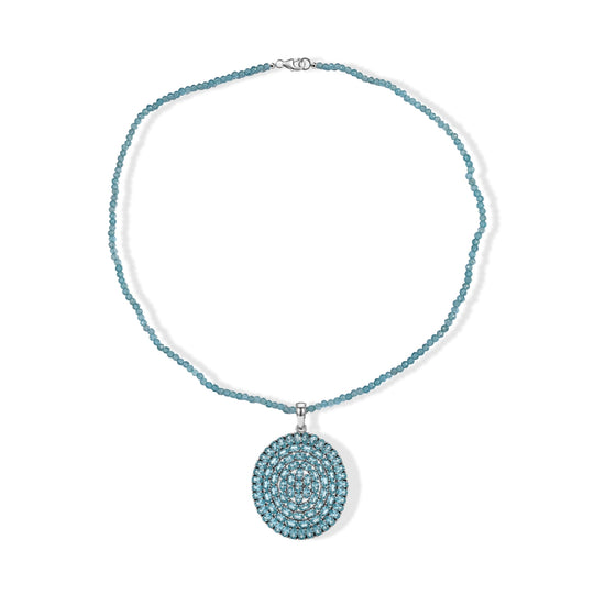 D'Joy Blauer Apatit Schmuckset ca. 50 cm 925 Silber Rhodiniert ca. 52,07 ct.