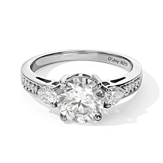 2er Set - D'Joy Moissanit Anhänger mit Kette und Ring, ca. 50 cm 925 Silber, Edelstahl und 750 vergoldet (Größe 20.00) ca. 3.57 ct