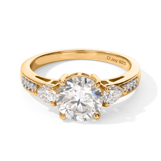 2er Set - D'Joy Moissanit Anhänger mit Kette und Ring, ca. 50 cm 925 Silber Platiniert und Edelstahl, (Größe 20.00) ca. 3.57 ct